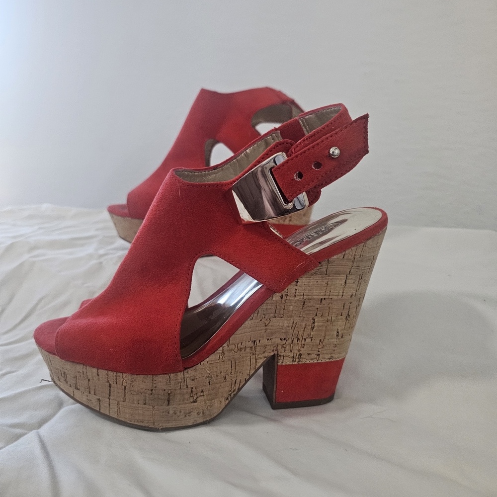 Carlos by Carlos Santana Red Wedge Sandals